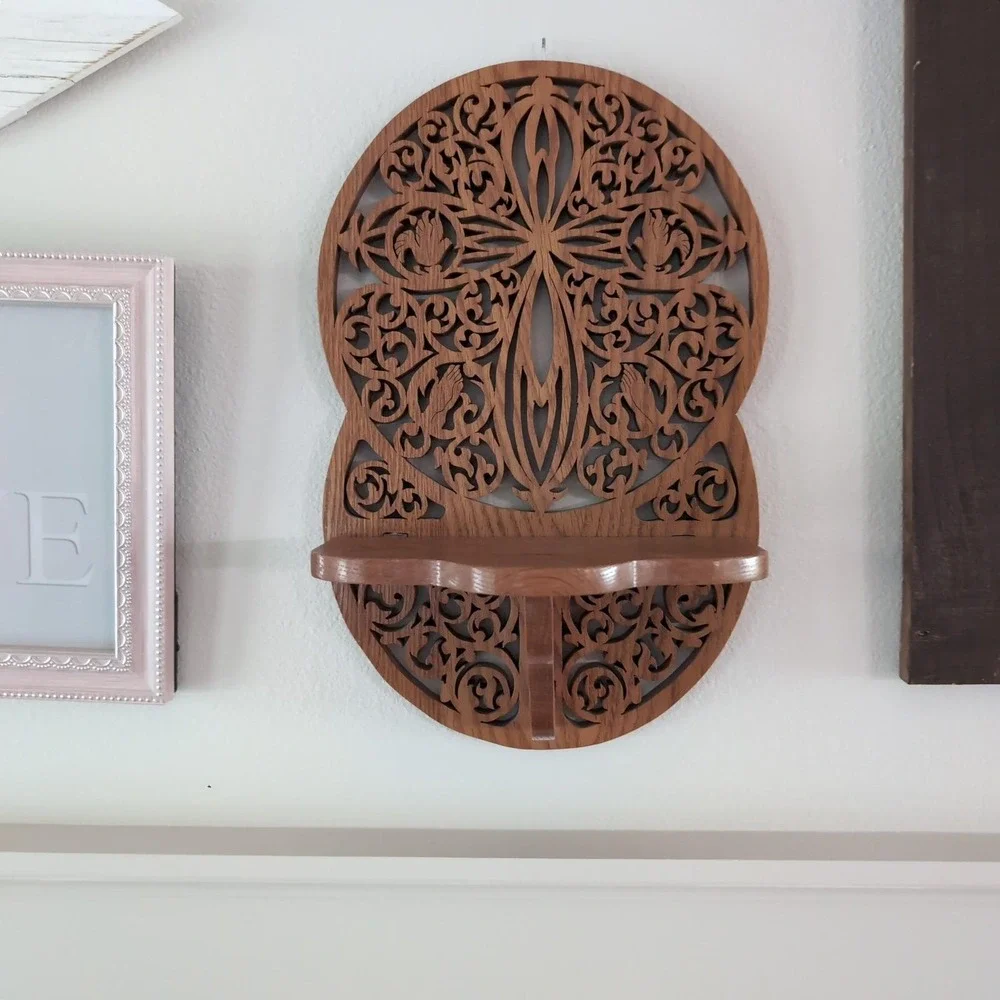 Vintage Handmade Fretwork Wood Wall Shelf Scrollwork Victorian Ornate Laser Cut